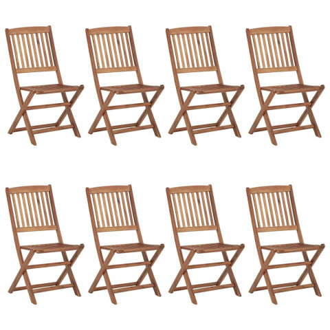 Chaises pliables d'extérieur 8 pcs bois d'acacia solide