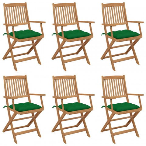 Chaises pliables de jardin avec coussins bois d'acacia - Couleur et nombre de places au choix