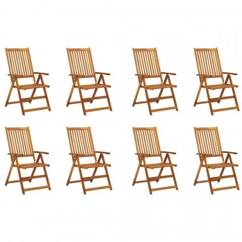 Chaises pliables de jardin 8 pcs bois d'acacia solide