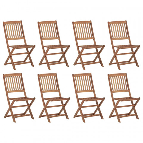 Chaises pliables d'extérieur avec coussins 8 pcs bois d'acacia - Couleur au choix