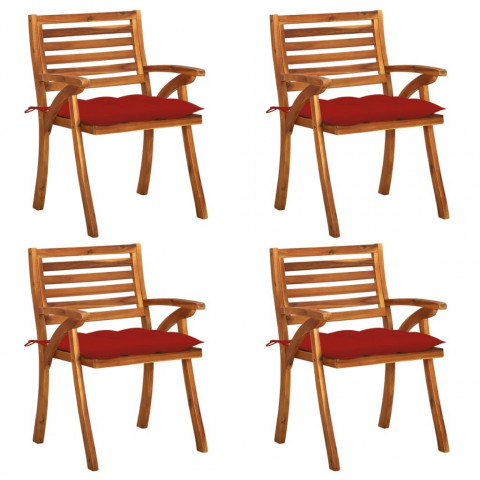 Chaises de jardin avec coussins bois de teck solide - Couleur et nombre de places au choix