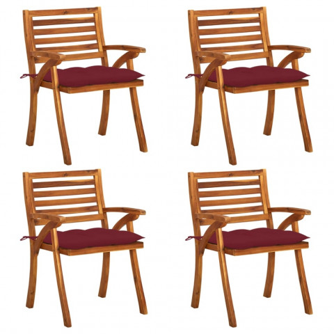 Chaises de jardin avec coussins bois de teck solide - Couleur et nombre de places au choix