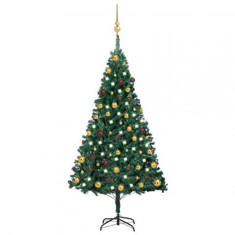  Arbre de Noël artificiel avec LED et boules Vert 150 cm PVC