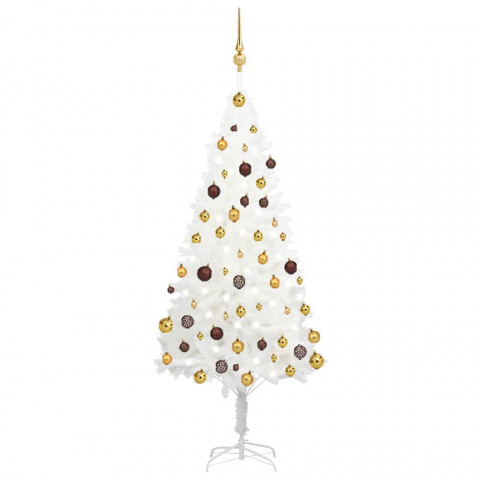  Arbre de Noël artificiel avec LED et boules Blanc 150 cm