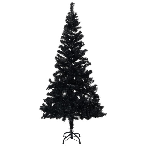  Arbre de Noël artificiel pré-éclairé et boules noir 150 cm PVC