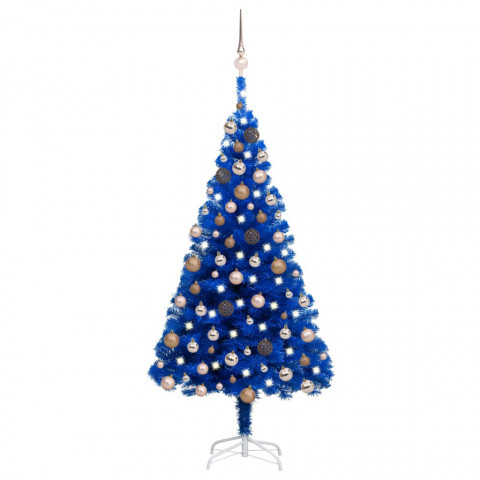  Arbre de Noël artificiel avec LED et boules Bleu 150 cm PVC