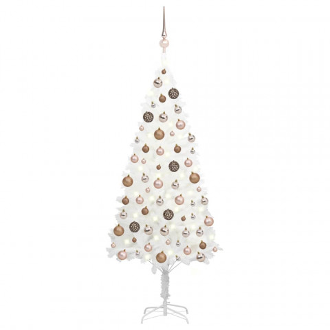  Arbre de Noël artificiel avec LED et boules Blanc 150 cm
