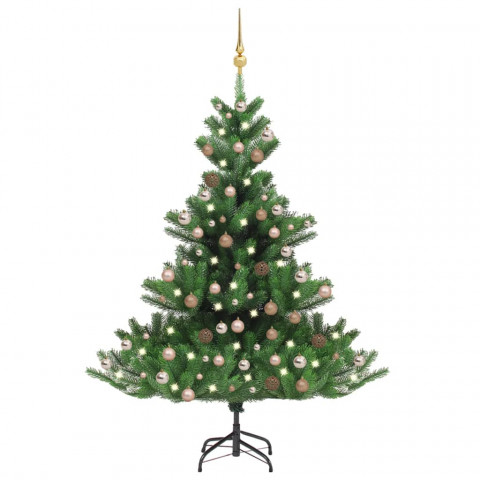  Sapin de Noël artificiel Nordmann avec LED et boules Vert 240cm