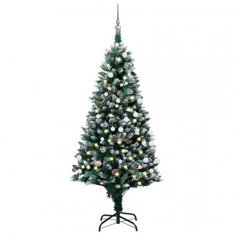  Arbre de Noël artificiel LED et boules et pommes de pin 180 cm