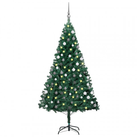  Arbre de Noël artificiel avec LED et boules Vert 120 cm PVC