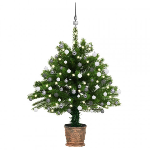  Arbre de Noël artificiel avec LED et boules 65 cm Vert