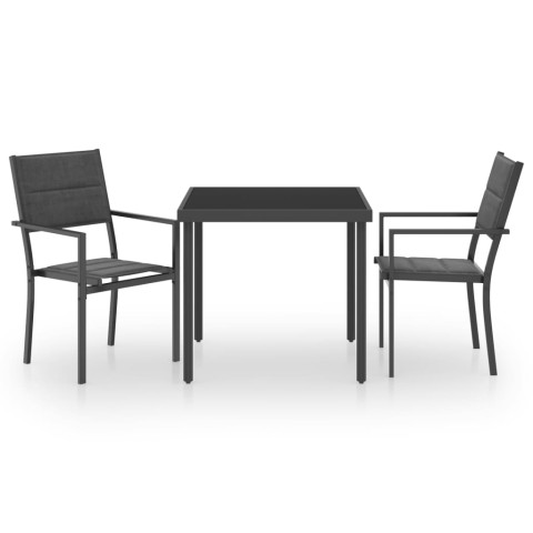 Mobilier de salle à manger d'extérieur 3 pcs acier