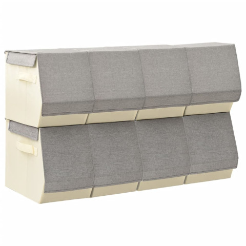 Boîtes de rangement empilables avec couvercle 8 pcs tissu