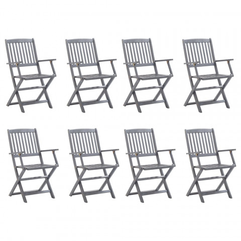 Chaises pliables d'extérieur 8 pcs bois d'acacia solide