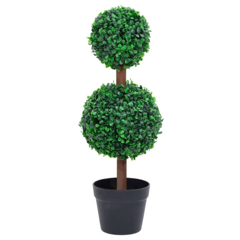 Plante de buis artificiel avec pot forme de boule vert 60 cm
