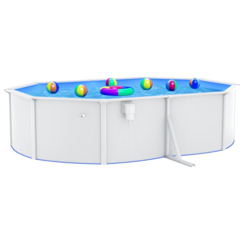 Piscine ovale avec parois en acier 490x360x120 cm blanc