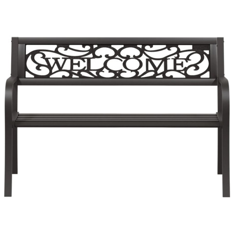 Banc de jardin meuble de patio d'extérieur terrasse 125 x 53 x 77 cm acier noir 