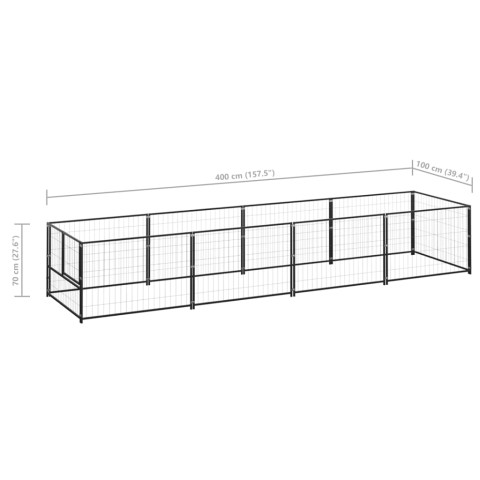 Chenil extérieur cage enclos parc animaux chien noir 4 m² acier  02_0000530