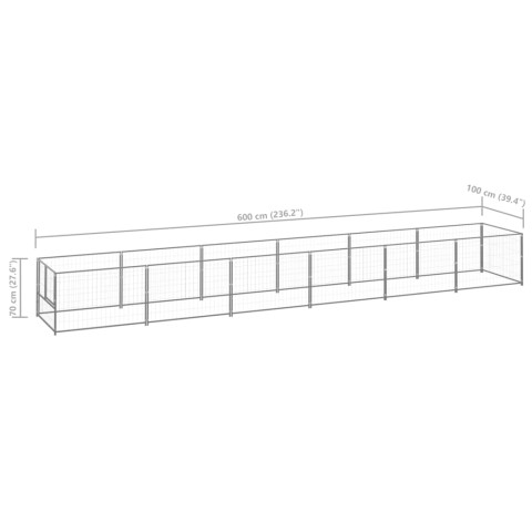 Chenil extérieur cage enclos parc animaux chien argenté 6 m² acier  02_0000289