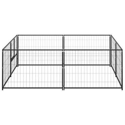 Chenil extérieur cage enclos parc animaux chien noir 4 m² acier  02_0000531