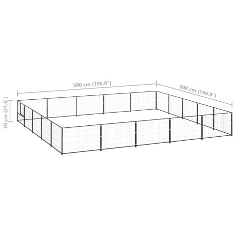 Chenil extérieur cage enclos parc animaux chien noir 25 m² acier  02_0000513