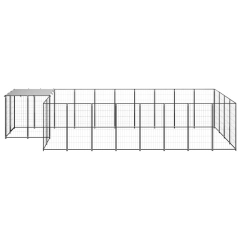 Chenil extérieur cage enclos parc animaux chien 10,89 m² 110 cm acier noir