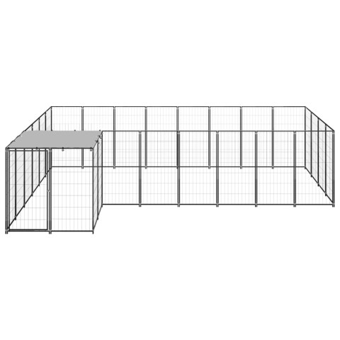 Chenil extérieur cage enclos parc animaux chien 10,89 m² acier noir