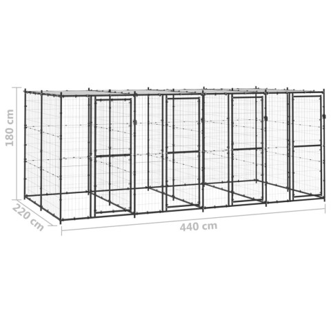 Chenil extérieur cage enclos parc animaux chien extérieur acier avec toit 9,68 m² 