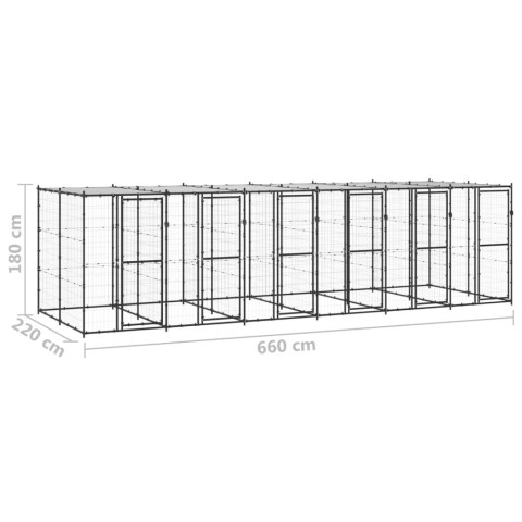 Chenil extérieur cage enclos parc animaux chien extérieur acier avec toit 14,52 m² 