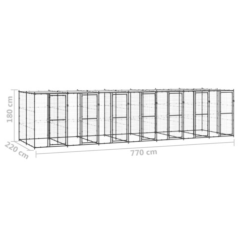 Chenil extérieur cage enclos parc animaux chien extérieur acier avec toit 16,94 m² 