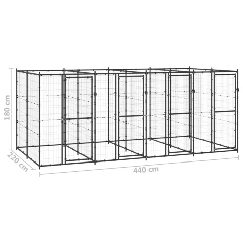 Chenil extérieur cage enclos parc animaux chien extérieur acier 9,68 m²  02_0000388