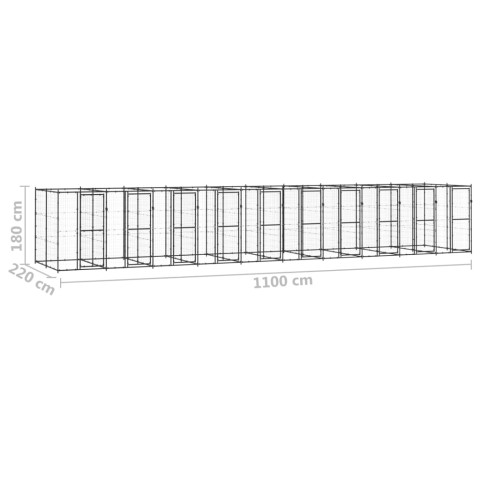 Chenil extérieur cage enclos parc animaux chien d'extérieur pour chiens acier 24,2 m²  02_0000365