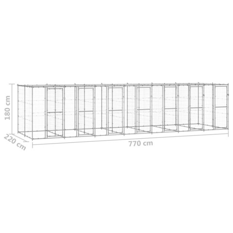 Chenil extérieur cage enclos parc animaux chien extérieur acier galvanisé avec toit 16,94 m² 