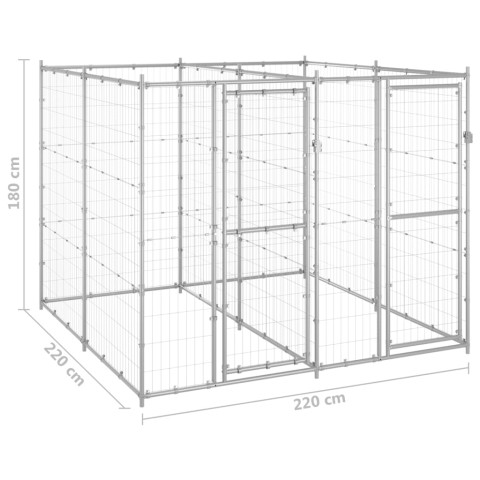 Chenil extérieur cage enclos parc animaux chien extérieur acier galvanisé 4,84 m²  02_0000422