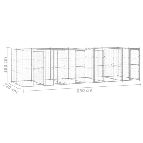 Chenil extérieur cage enclos parc animaux chien extérieur acier galvanisé 14,52 m²  02_0000407