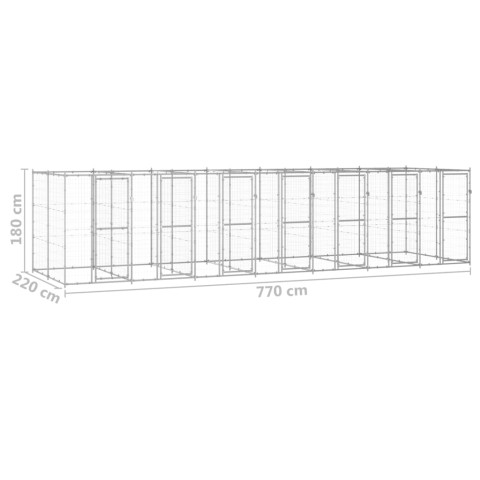 Chenil extérieur cage enclos parc animaux chien extérieur acier galvanisé 16,94 m²  02_0000409