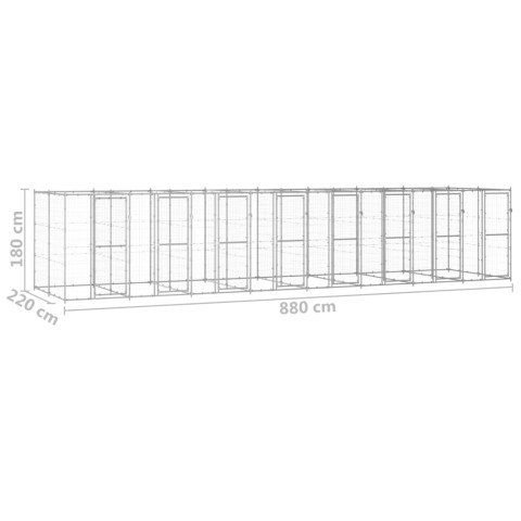 Chenil extérieur cage enclos parc animaux chien extérieur acier galvanisé 19,36 m²  02_0000411