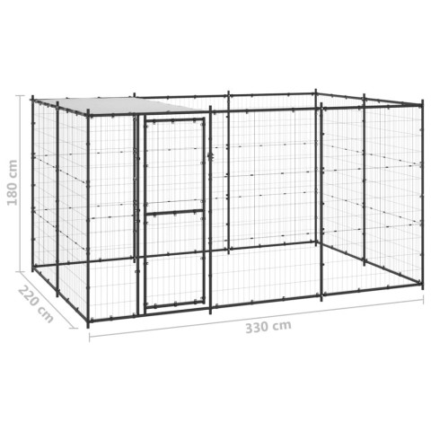 Chenil extérieur cage enclos parc animaux chien extérieur acier avec toit 7,26 m² 