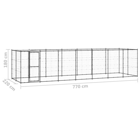 Chenil extérieur cage enclos parc animaux chien extérieur acier avec toit 16,94 m² 