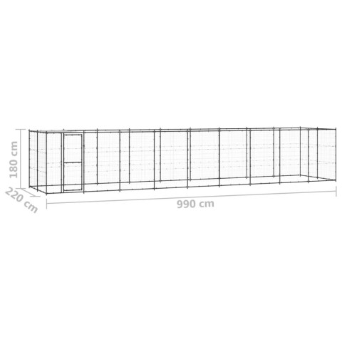 Chenil extérieur cage enclos parc animaux chien extérieur acier avec toit 21,78 m² 