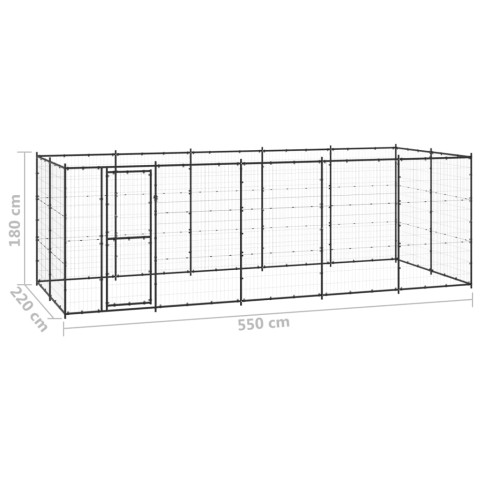 Chenil extérieur cage enclos parc animaux chien extérieur acier 12,1 m²  02_0000379
