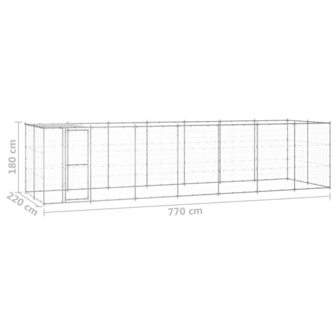 Chenil extérieur cage enclos parc animaux chien extérieur acier galvanisé avec toit 16,94 m² 