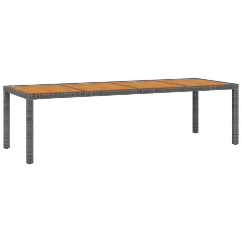 Table de jardin gris 250x100x75 cm résine tressée