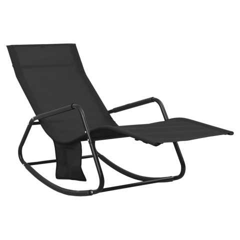 Chaise longue acier et textilène noir