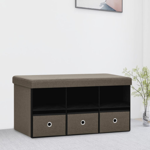 Banc de rangement pliable 76x38x38 cm faux lin - Couleur au choix