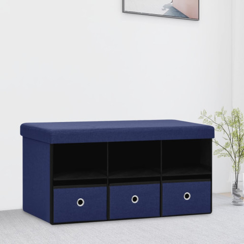 Banc de rangement pliable 76x38x38 cm faux lin - Couleur au choix