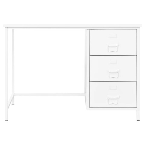 Bureau industriel avec tiroirs blanc 105x52x75 cm acier