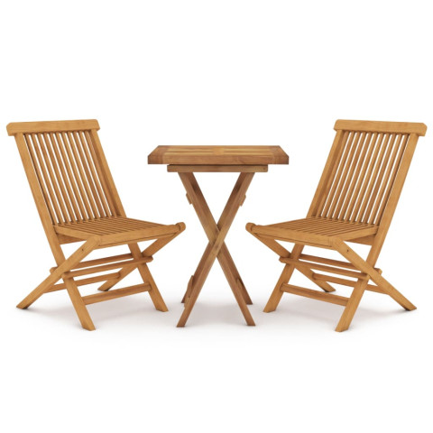 Ensemble de salle à manger de jardin 3 pcs bois de teck massif