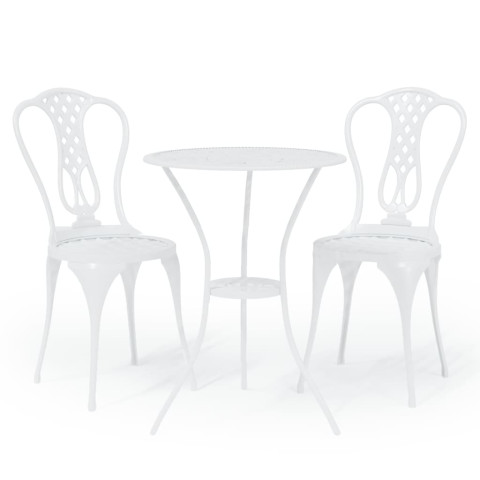 Ensemble de bistro 3 pcs aluminium coulé blanc