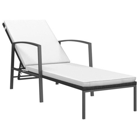 Lot de 2 transats chaise longue bain de soleil lit de jardin d'extérieur avec table résine tressée - Couleur au choix